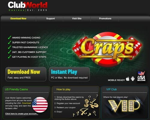 Club World Casino Bonus Craps