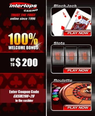 intertops 20 free spins plus ¥200 match bonus